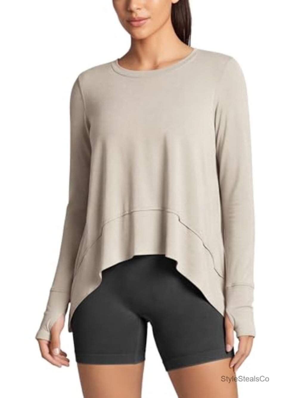 Women's Modal Long Sleeve Tee with Thumbholes Athletic Yoga Gym Shirt